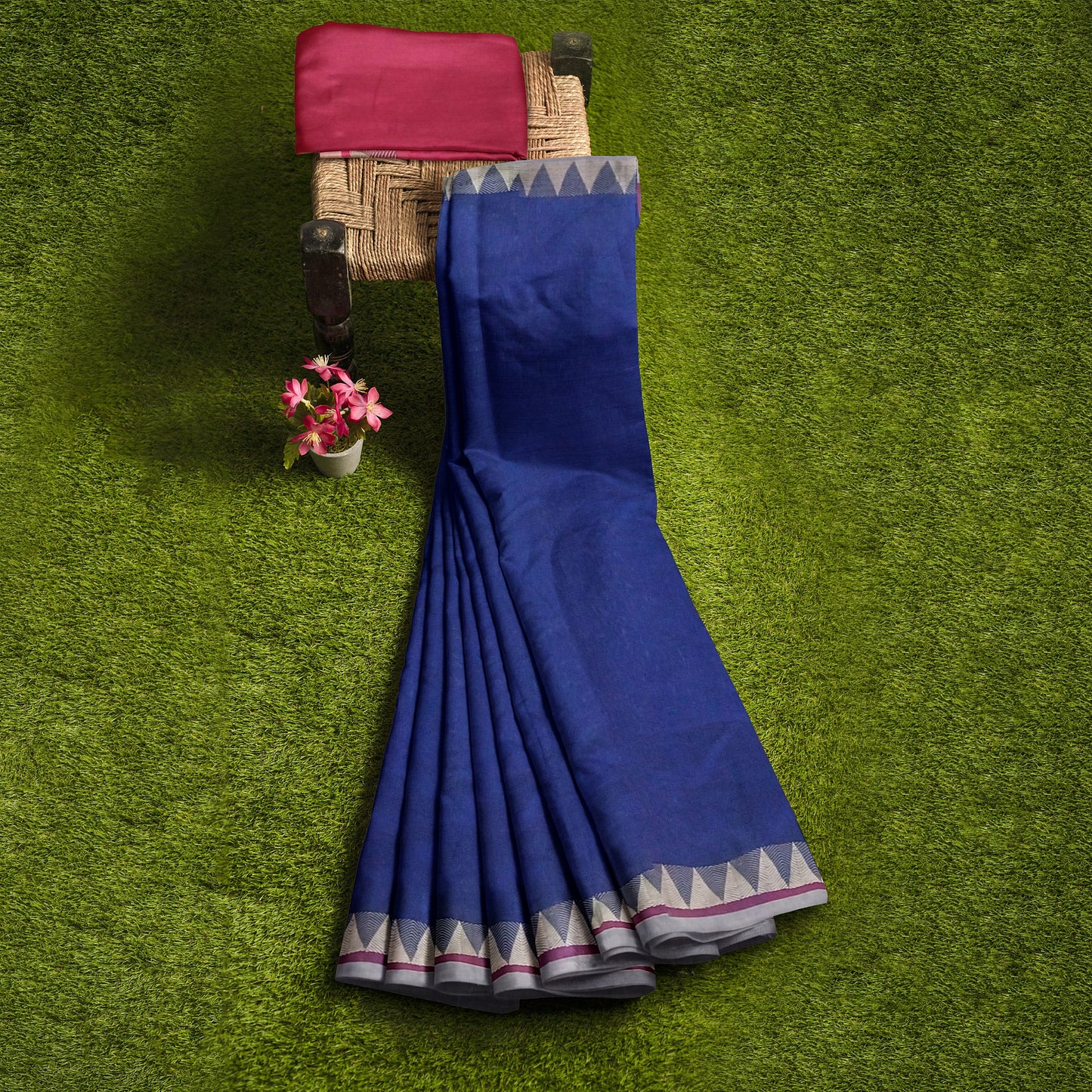 Pleasant Beautiful Blue Kanjeevaram Saree