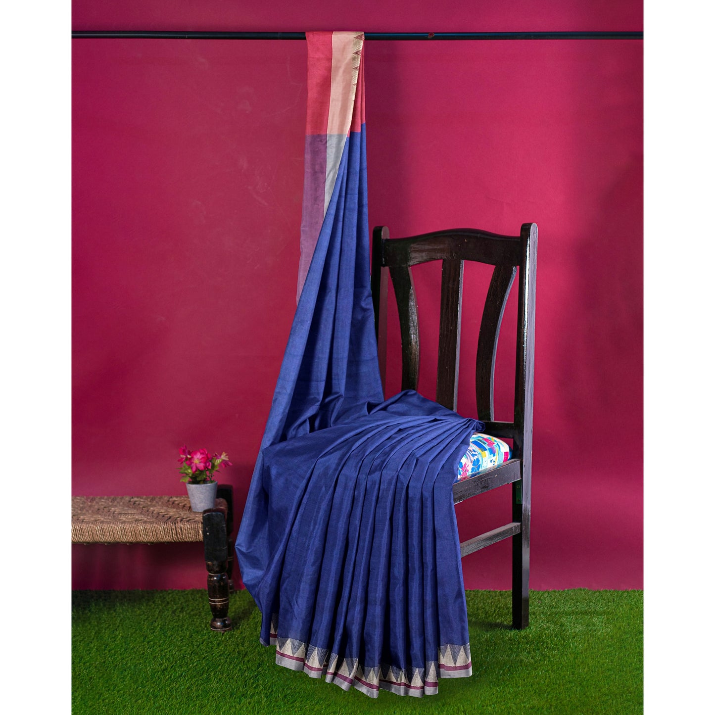 Pleasant Beautiful Blue Kanjeevaram Saree