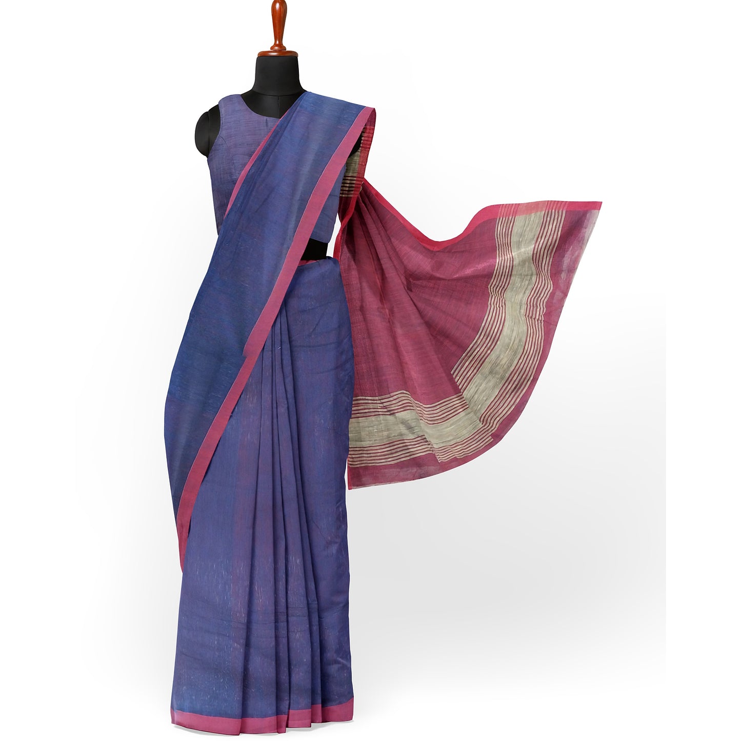 Royal Blue - Red Colored Ghicha Print Saree