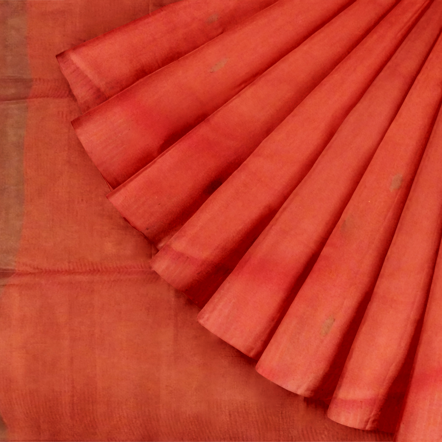 Orange-colored Cotton Silk Saree with Stripes