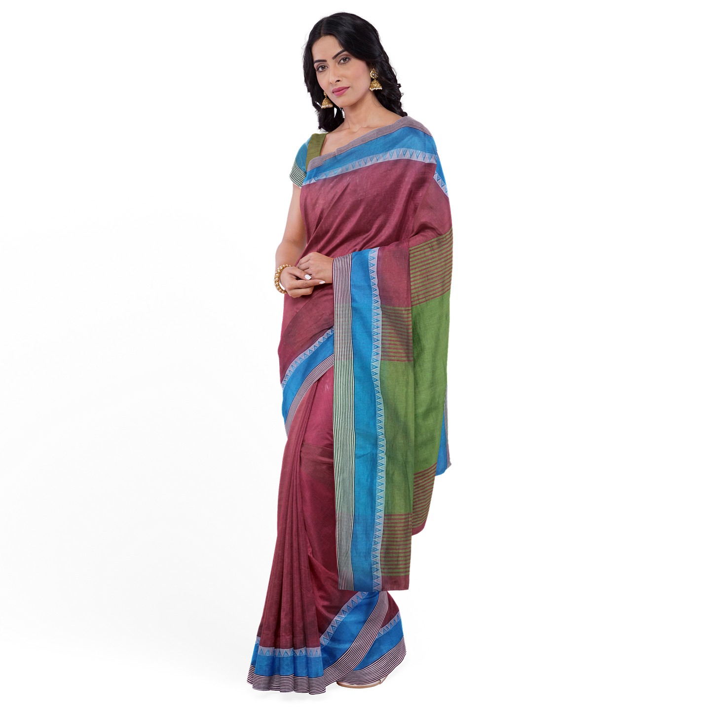 Graceful Red Colored Cotton Silk Saree