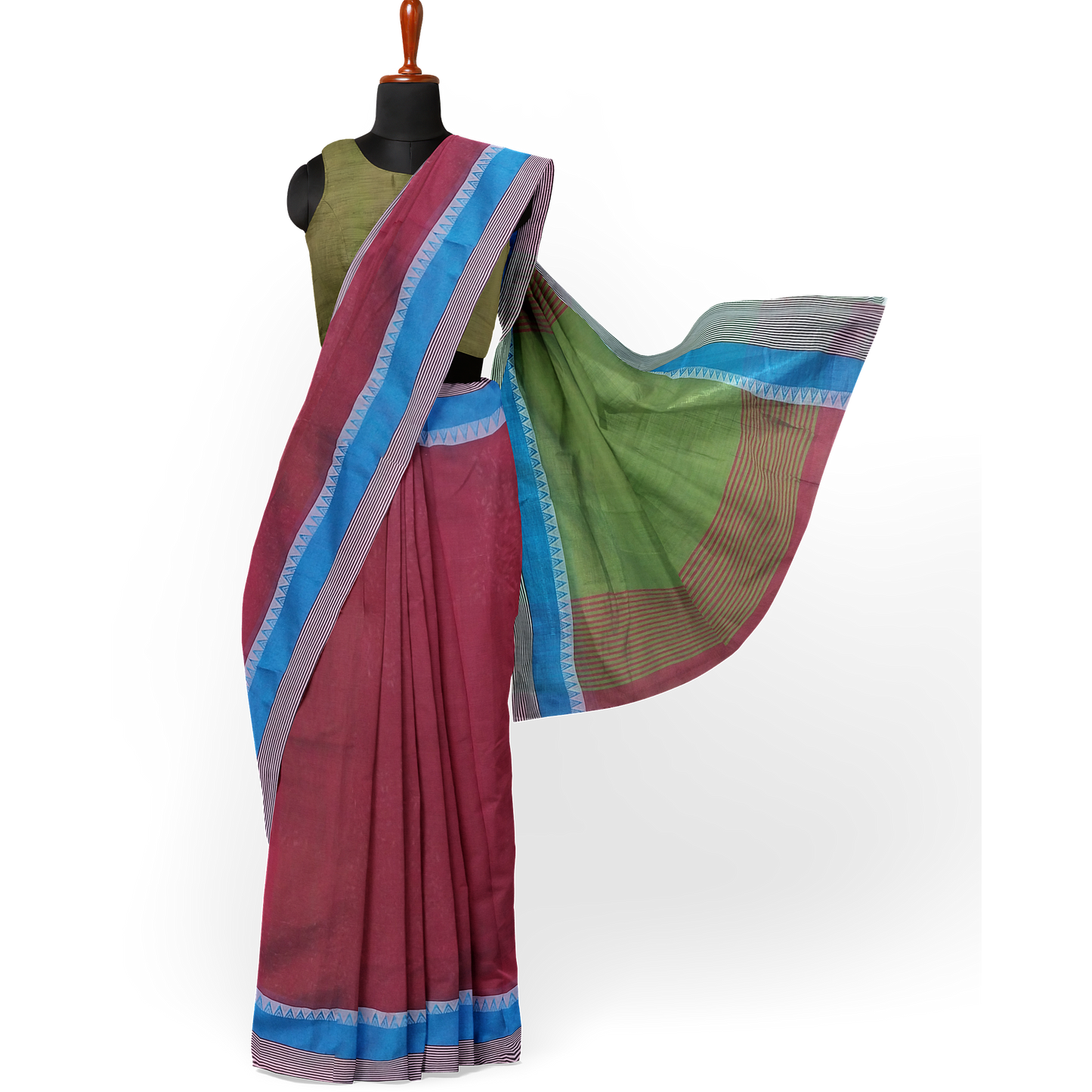 Graceful Red Colored Cotton Silk Saree