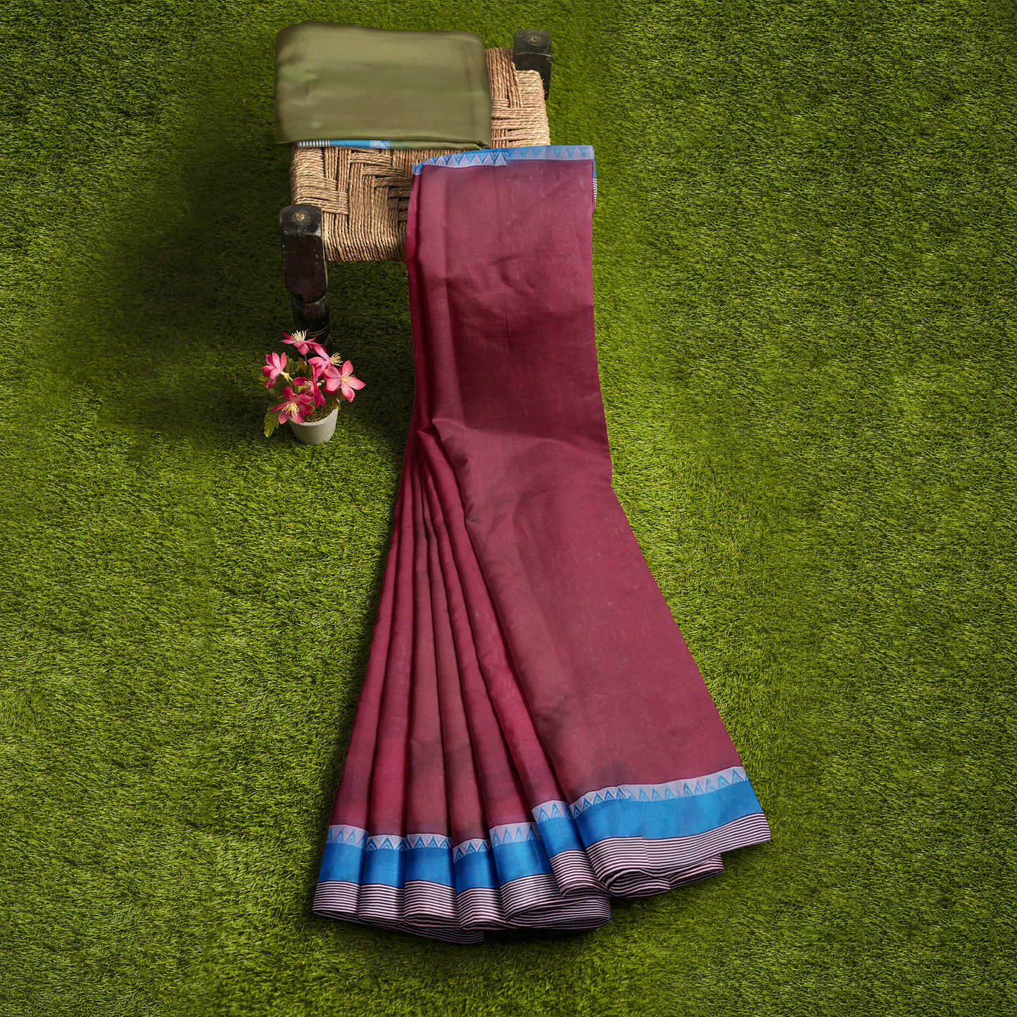 Graceful Red Colored Cotton Silk Saree