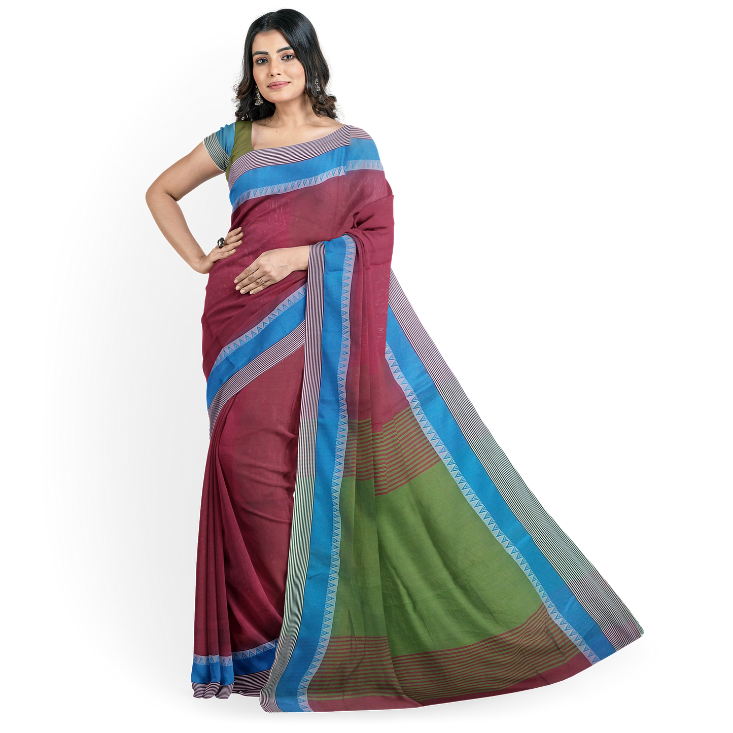 Graceful Red Colored Cotton Silk Saree
