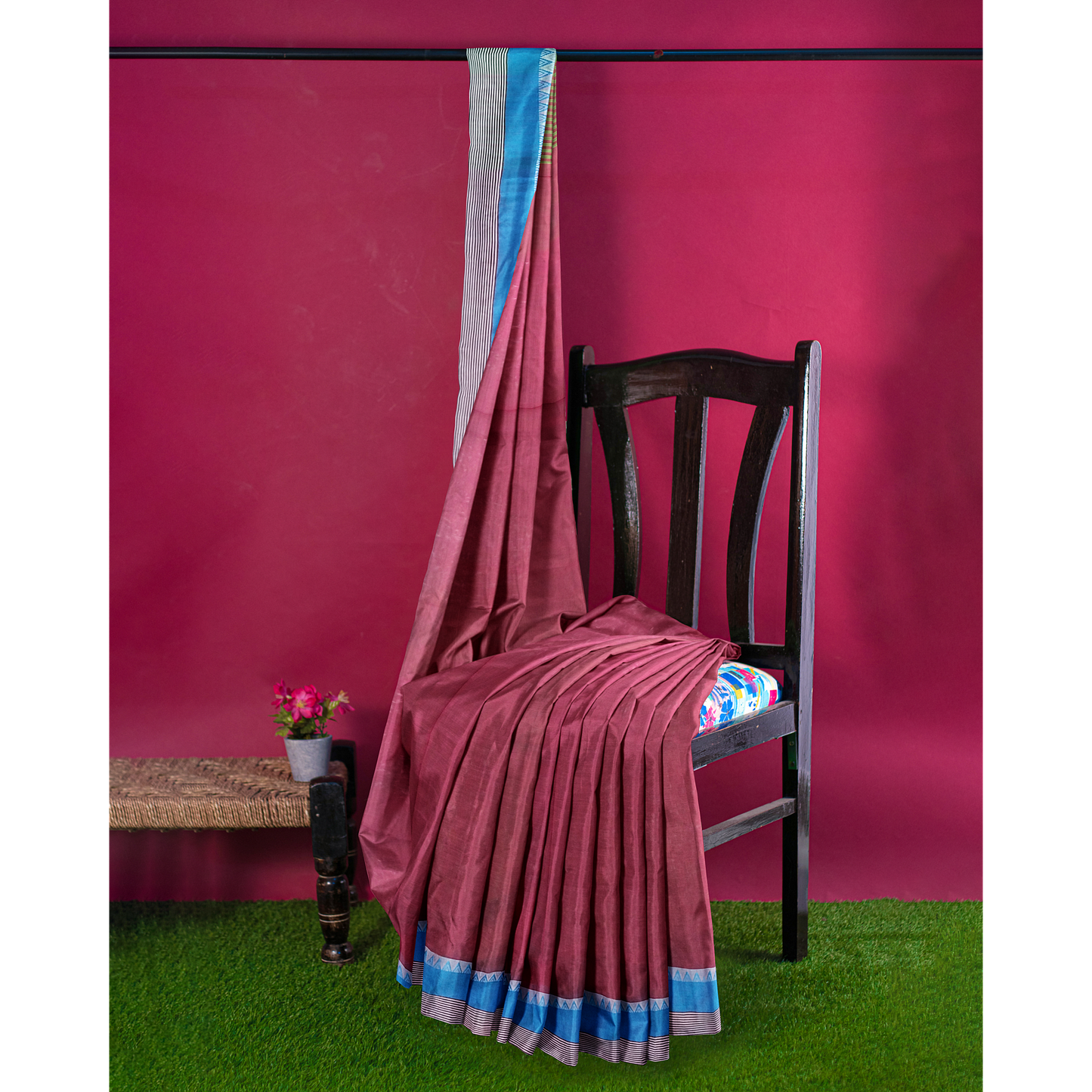 Graceful Red Colored Cotton Silk Saree