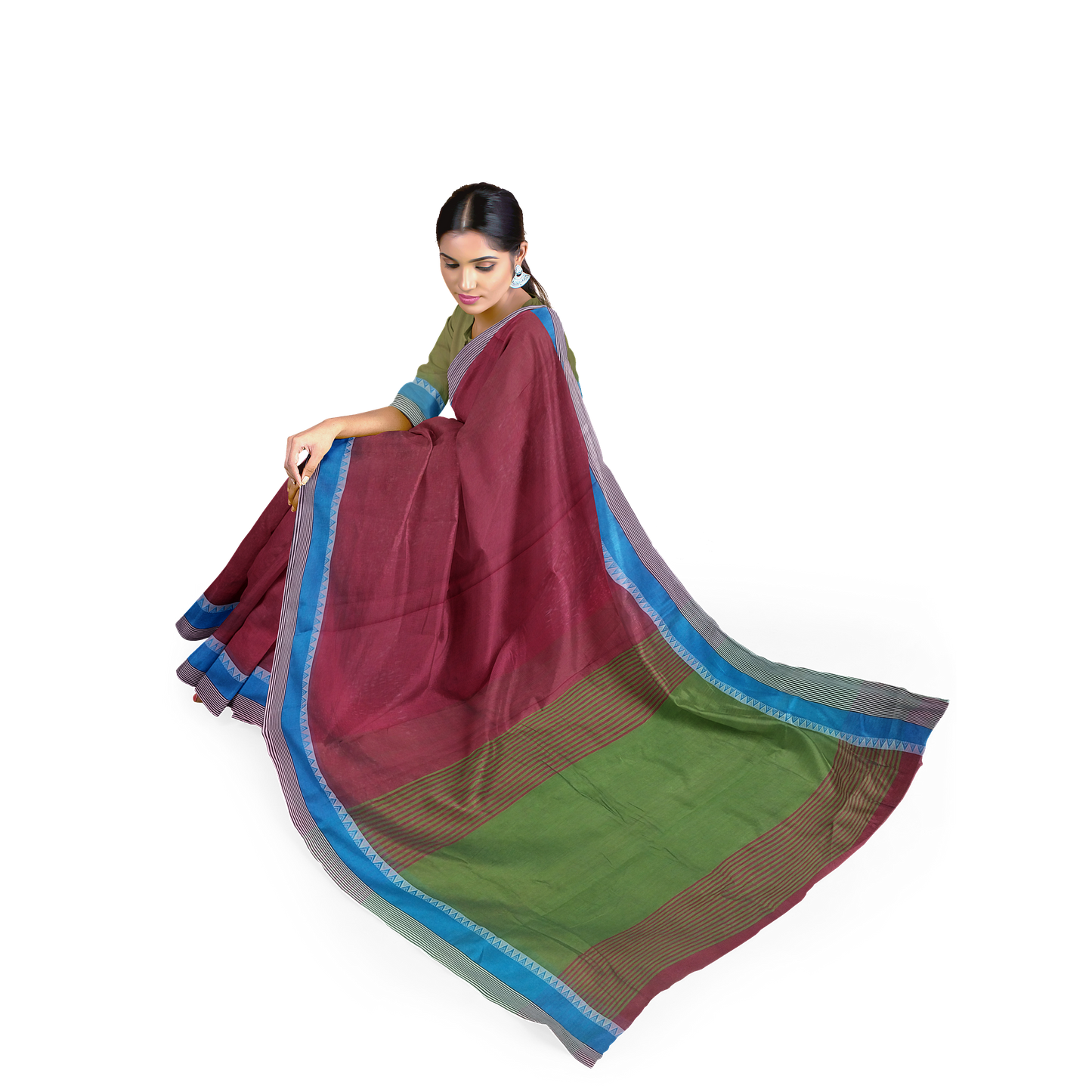 Graceful Red Colored Cotton Silk Saree