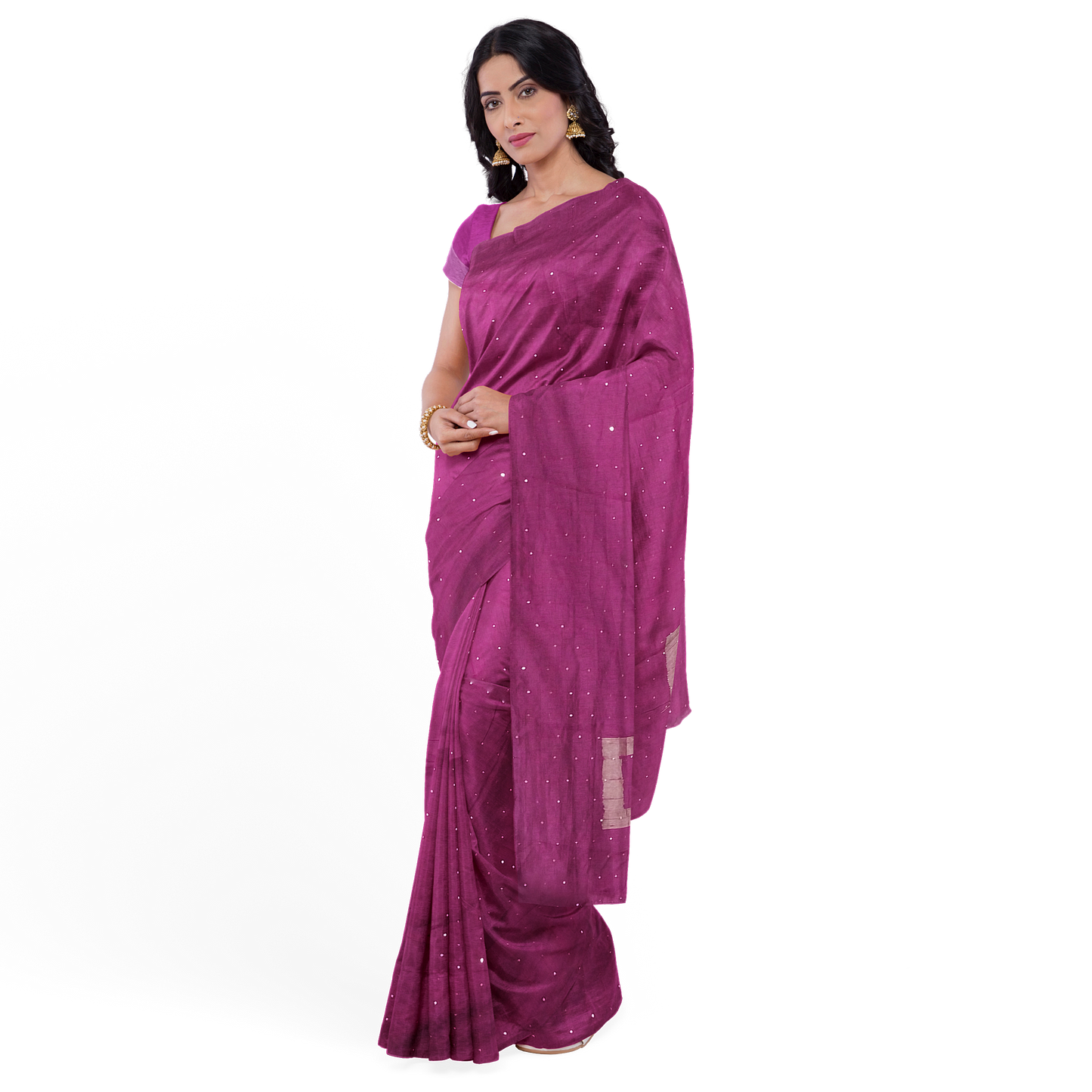 Delicate Purple Cotton Silk Saree with Golden Border