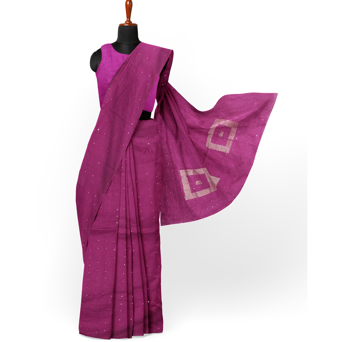 Delicate Purple Cotton Silk Saree with Golden Border