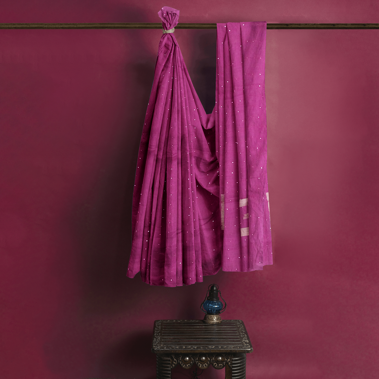 Delicate Purple Cotton Silk Saree with Golden Border