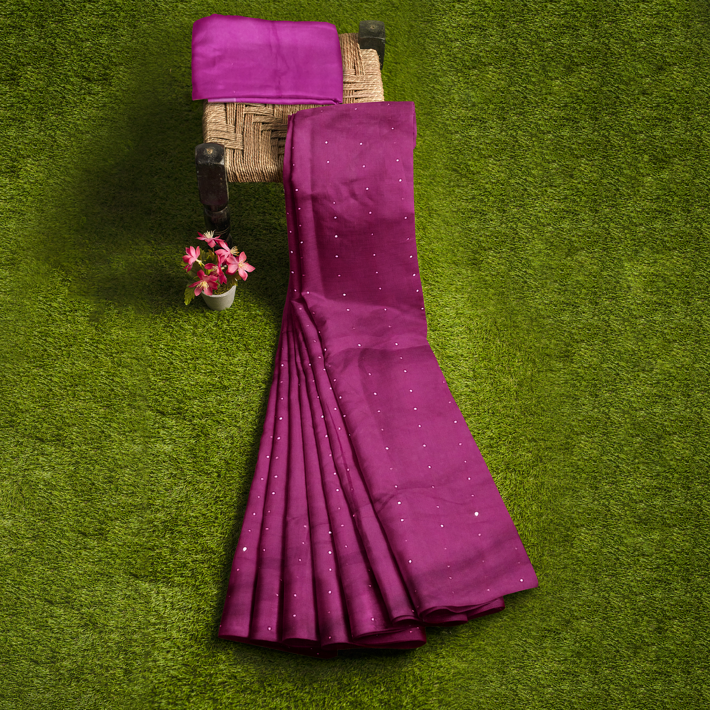 Delicate Purple Cotton Silk Saree with Golden Border