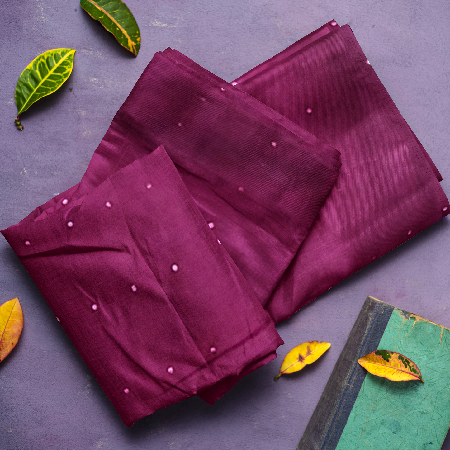 Delicate Purple Cotton Silk Saree with Golden Border