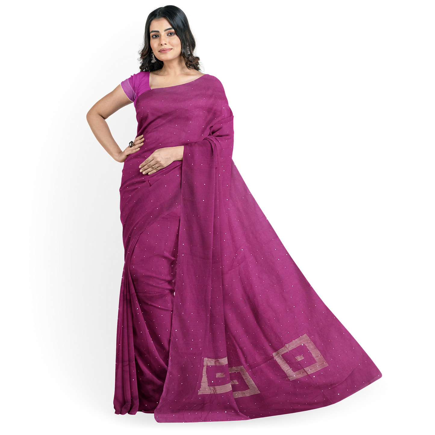 Delicate Purple Cotton Silk Saree with Golden Border