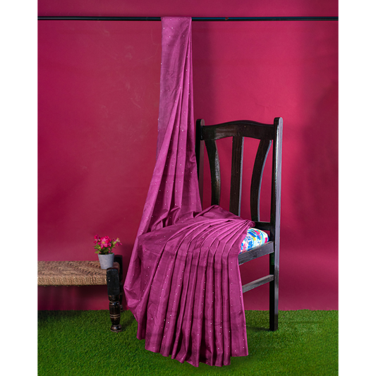 Delicate Purple Cotton Silk Saree with Golden Border