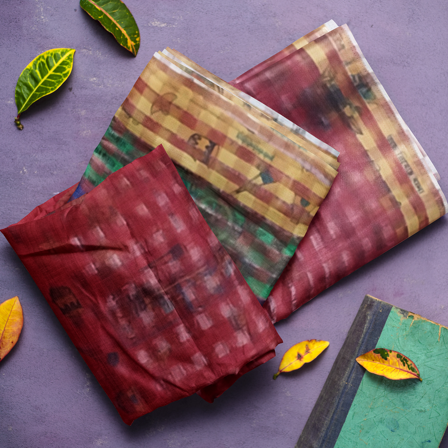Beautifully Crafted Maroon and Green Color Design Saree