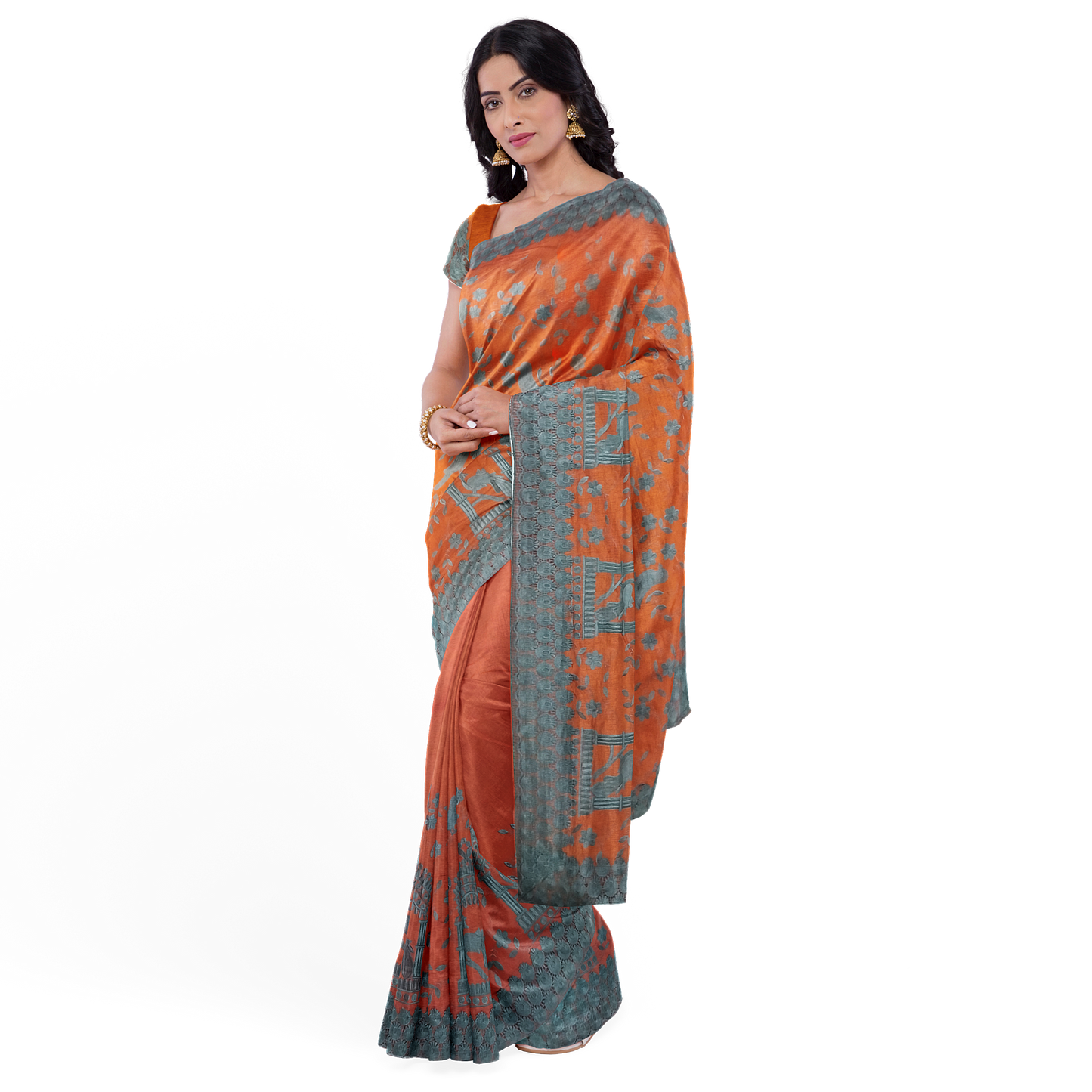Unique Mustard Color Silk Saree with Animal Prints