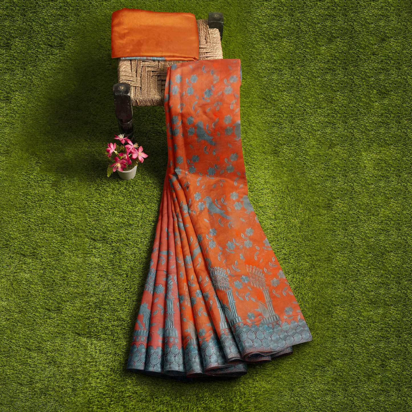 Unique Mustard Color Silk Saree with Animal Prints