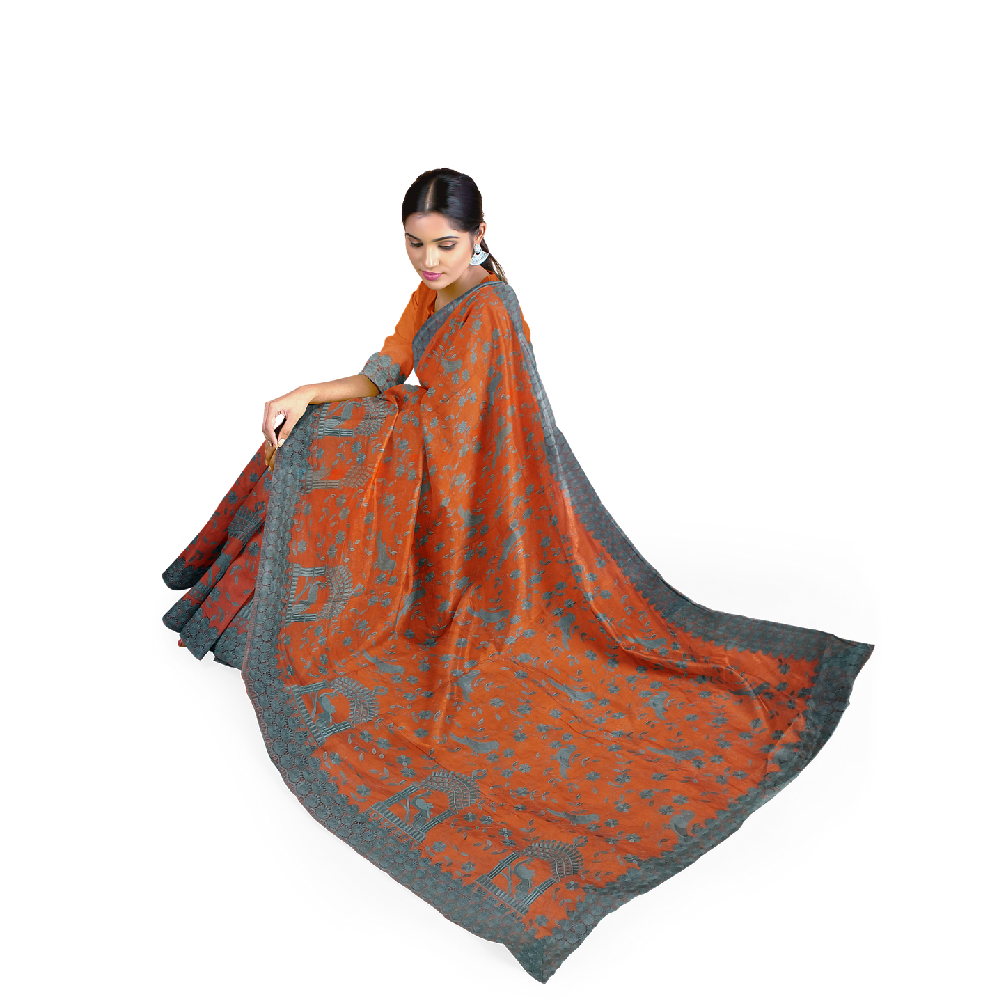Unique Mustard Color Silk Saree with Animal Prints