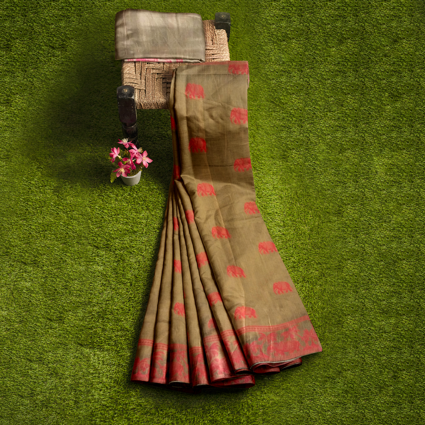 Pure Silk lovely brown colour Saree