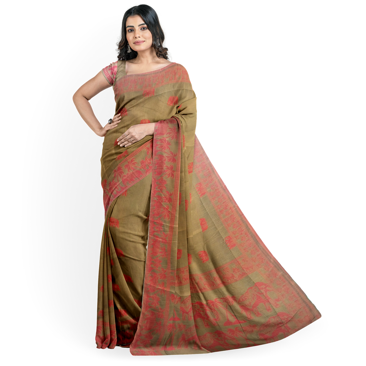Pure Silk lovely brown colour Saree