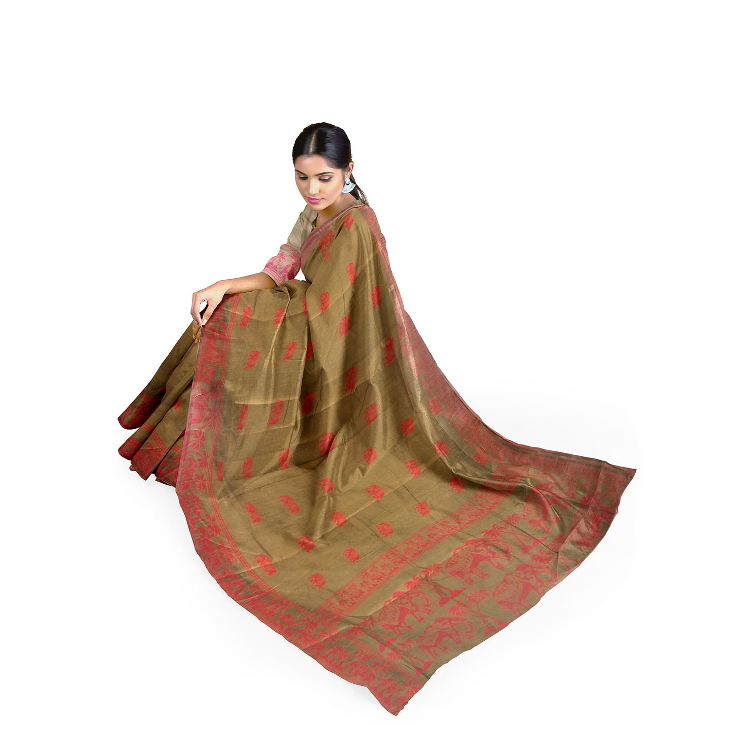 Pure Silk lovely brown colour Saree