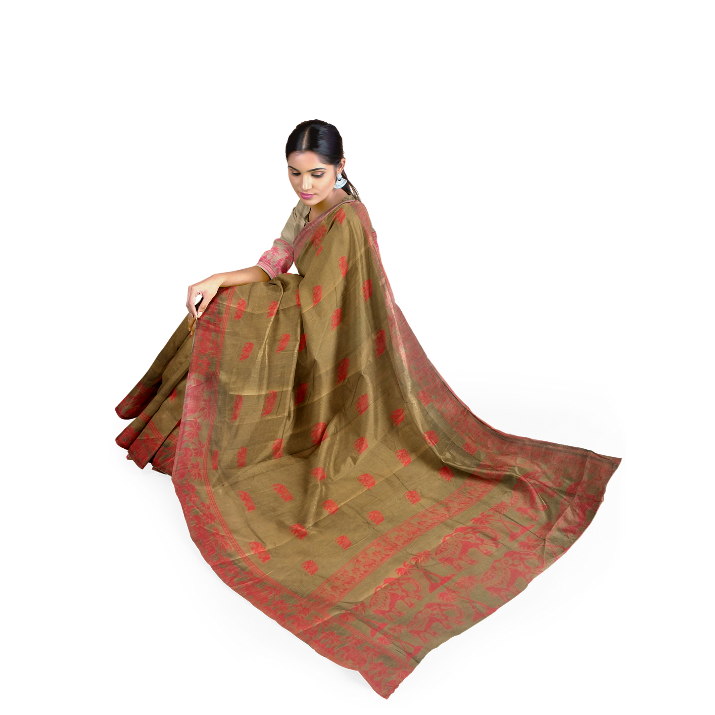 Pure Silk lovely brown colour Saree
