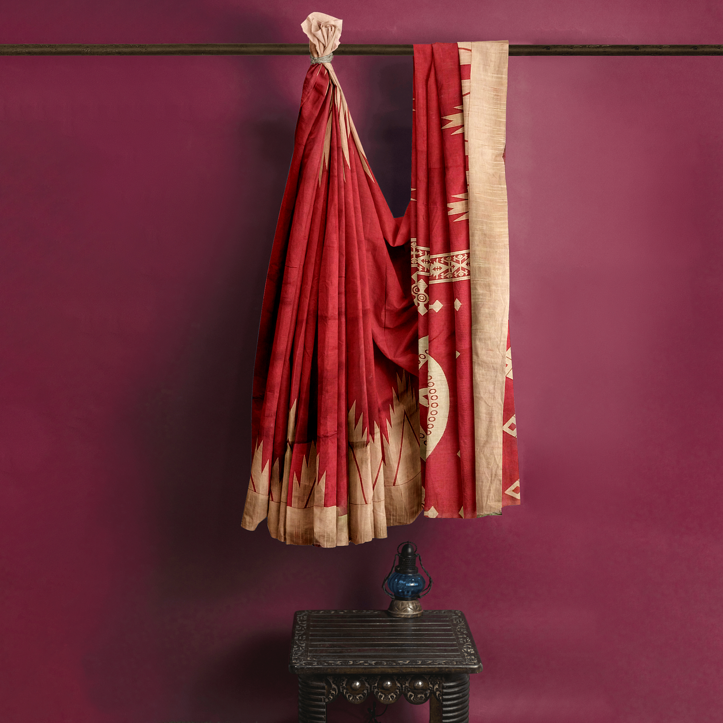 Bold Red Silk Saree with Zari Buy Online