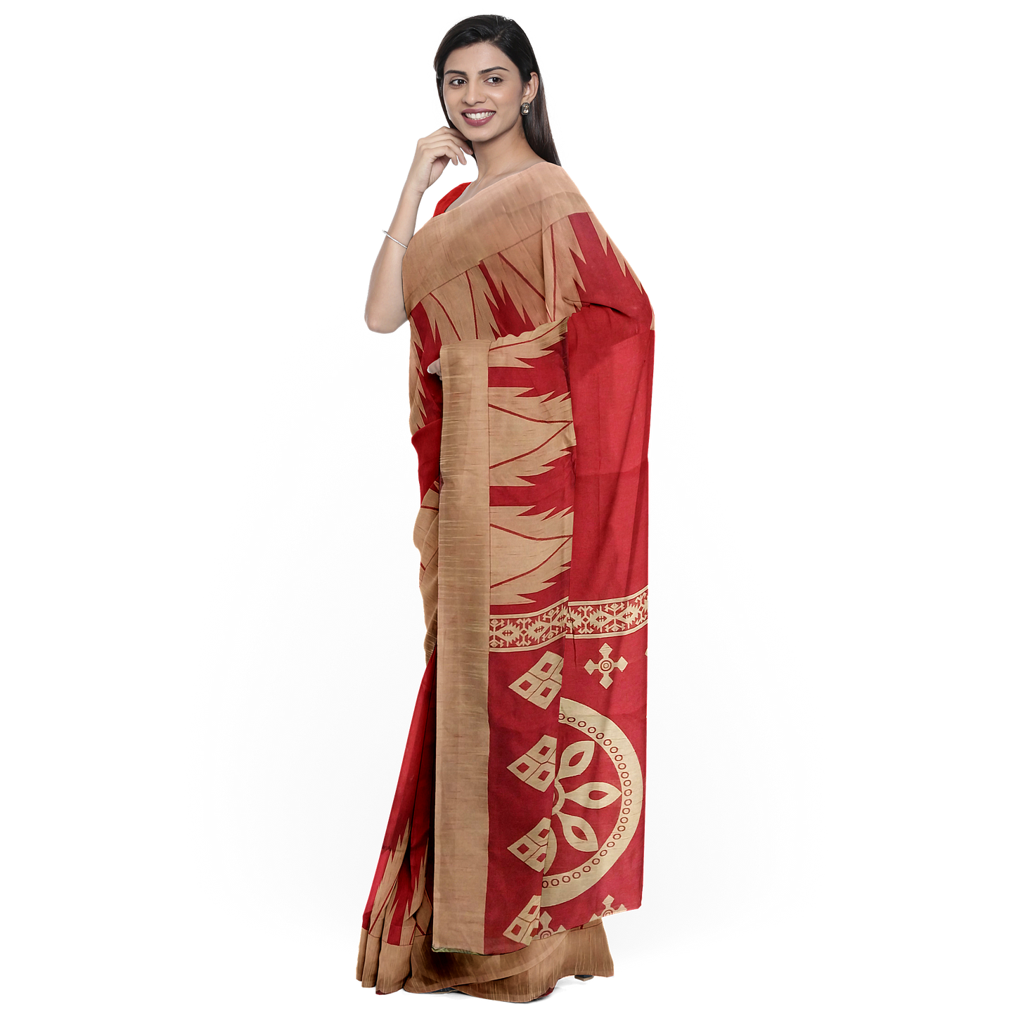 Bold Red Silk Saree with Zari Buy Online