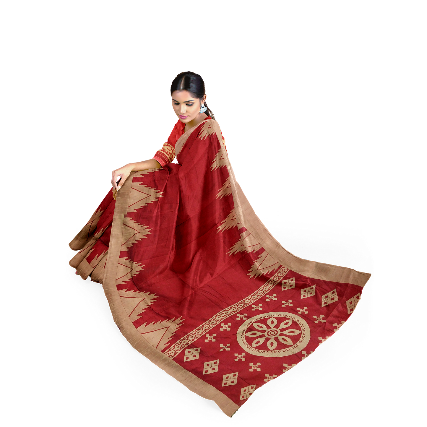 Bold Red Silk Saree with Zari Buy Online
