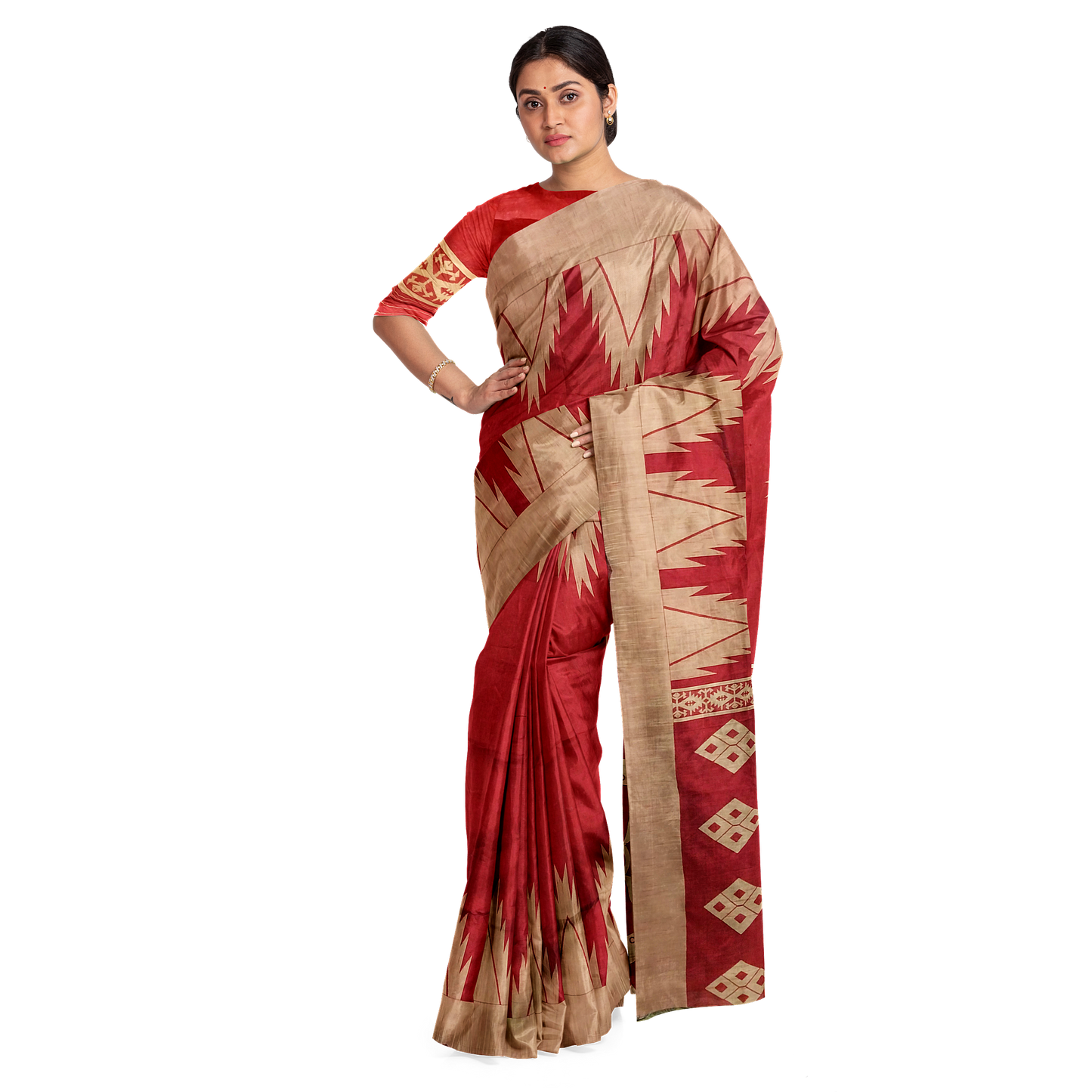 Bold Red Silk Saree with Zari Buy Online