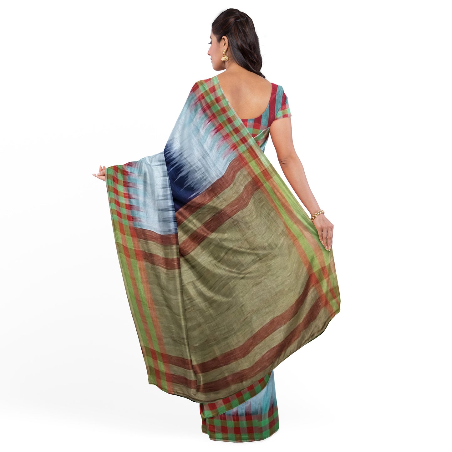 Beautifully Crafted Cotton Silk Saree with Blue White Maroon Colors