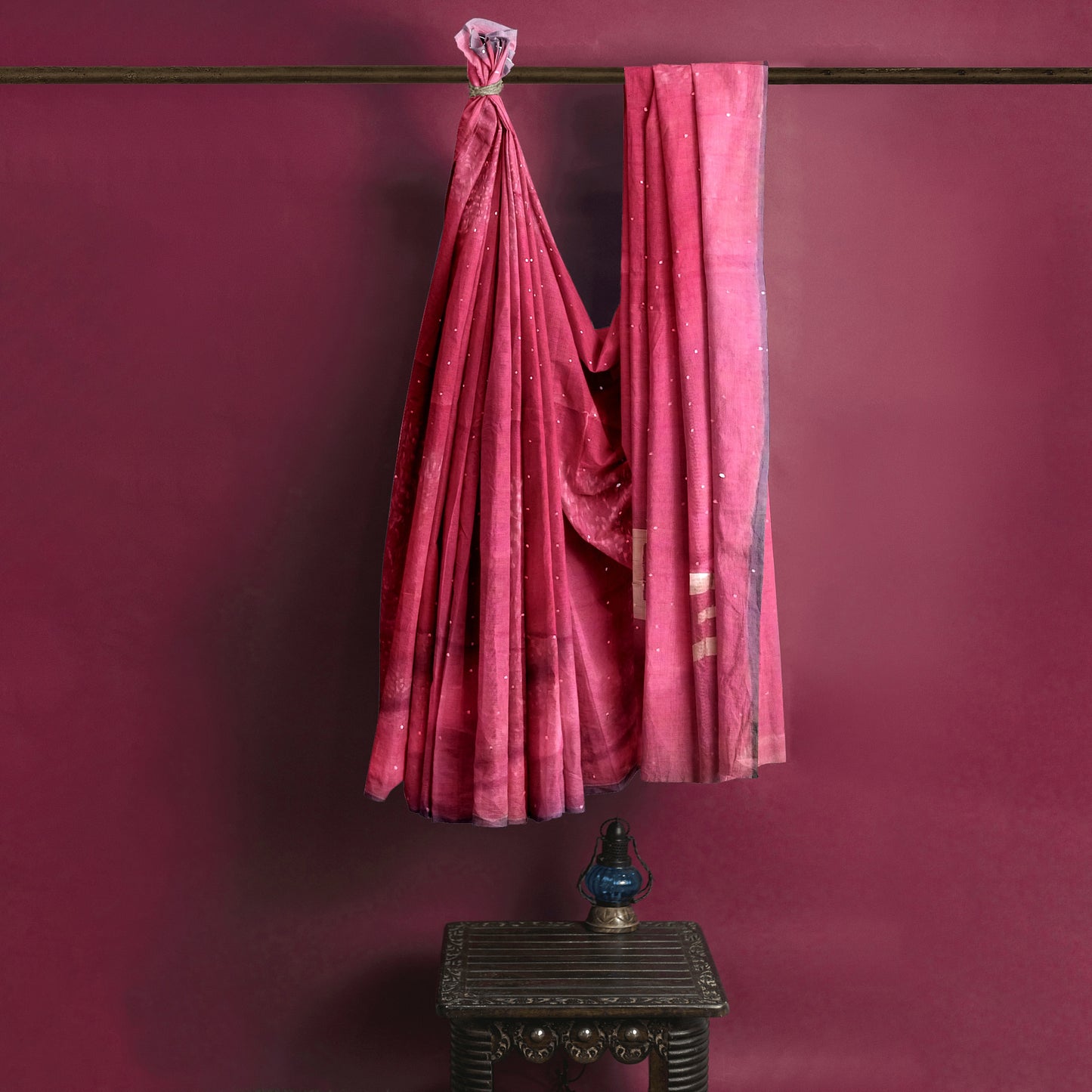 Golden-Maroon Coloured Traditional Tussar Silk Saree