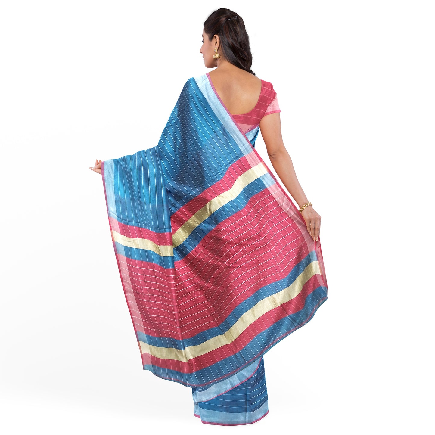 Royal Blue and Crimson Colour Tussar Silk Saree