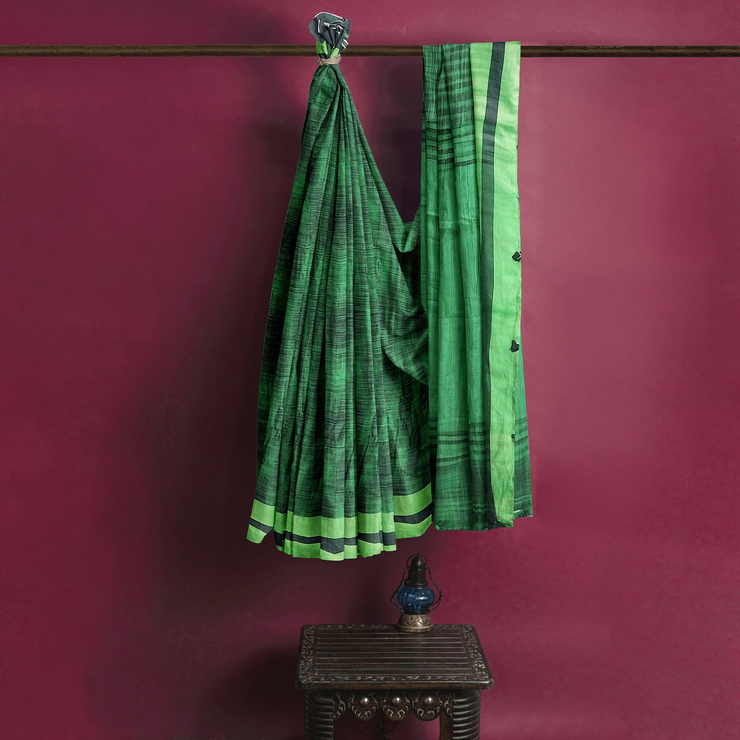 Lovely Green Coloured Cotton Silk Saree