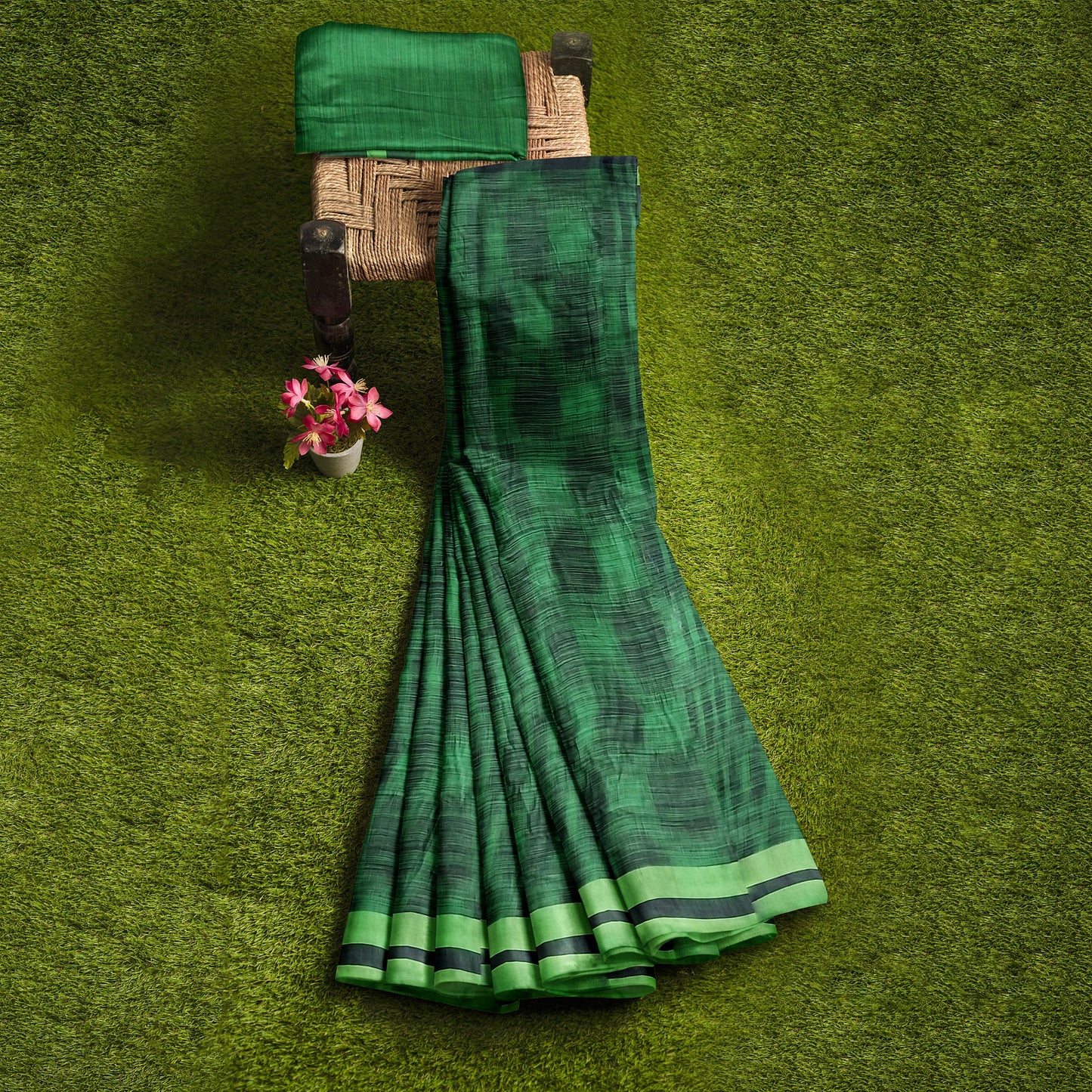Lovely Green Coloured Cotton Silk Saree
