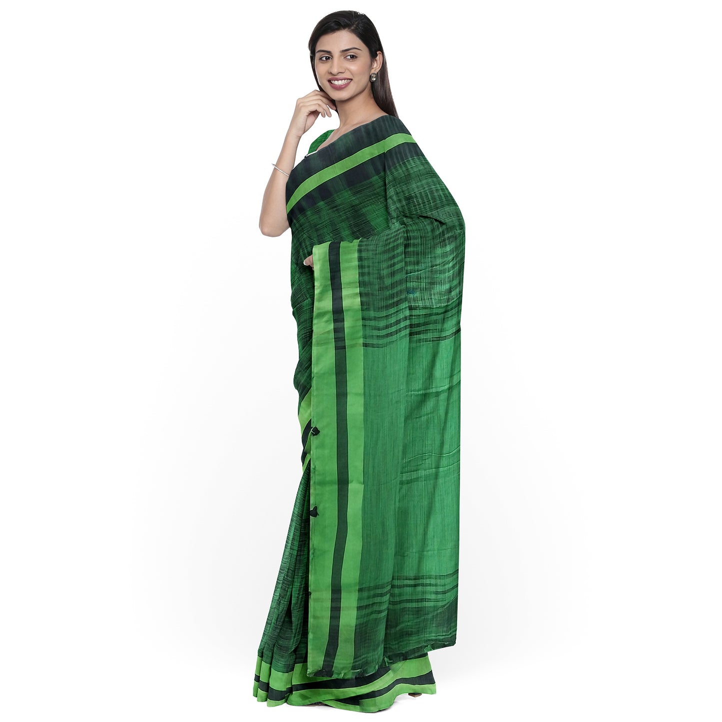 Lovely Green Coloured Cotton Silk Saree