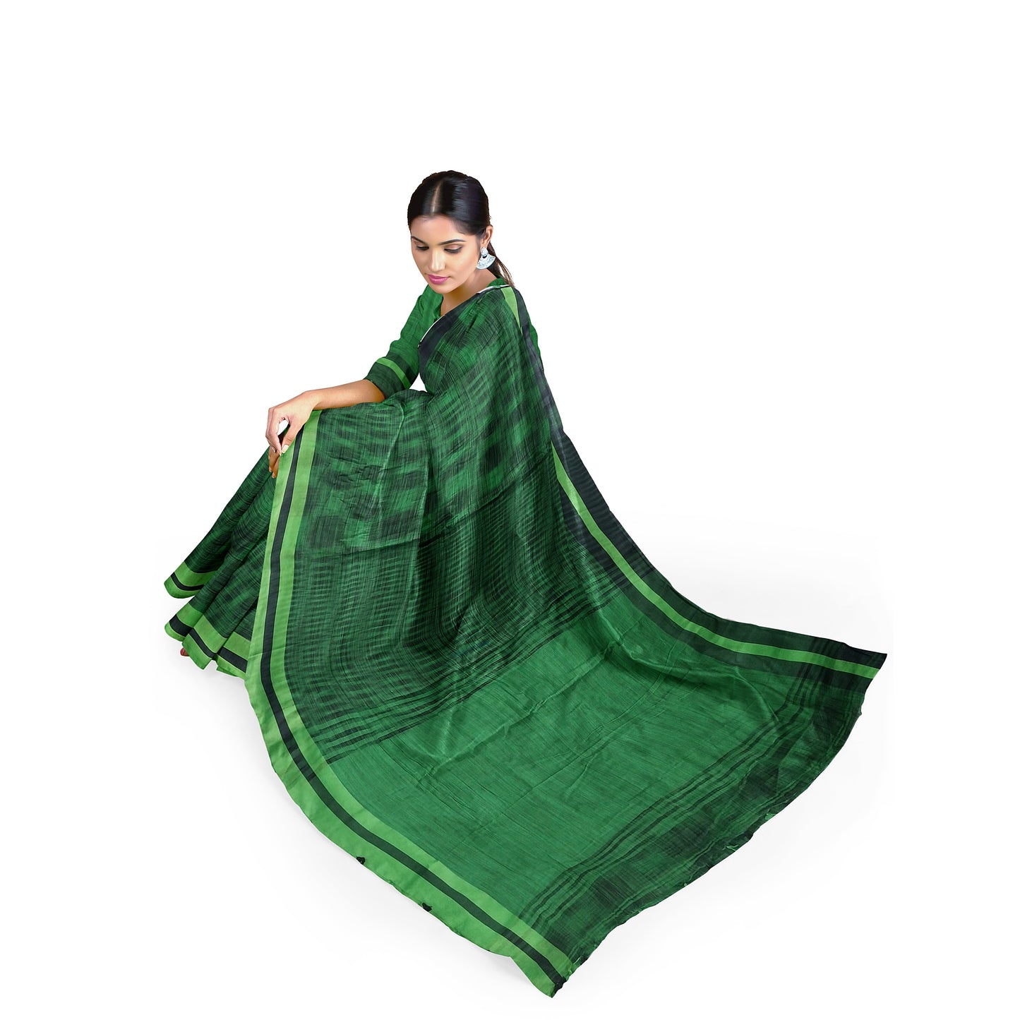 Lovely Green Coloured Cotton Silk Saree