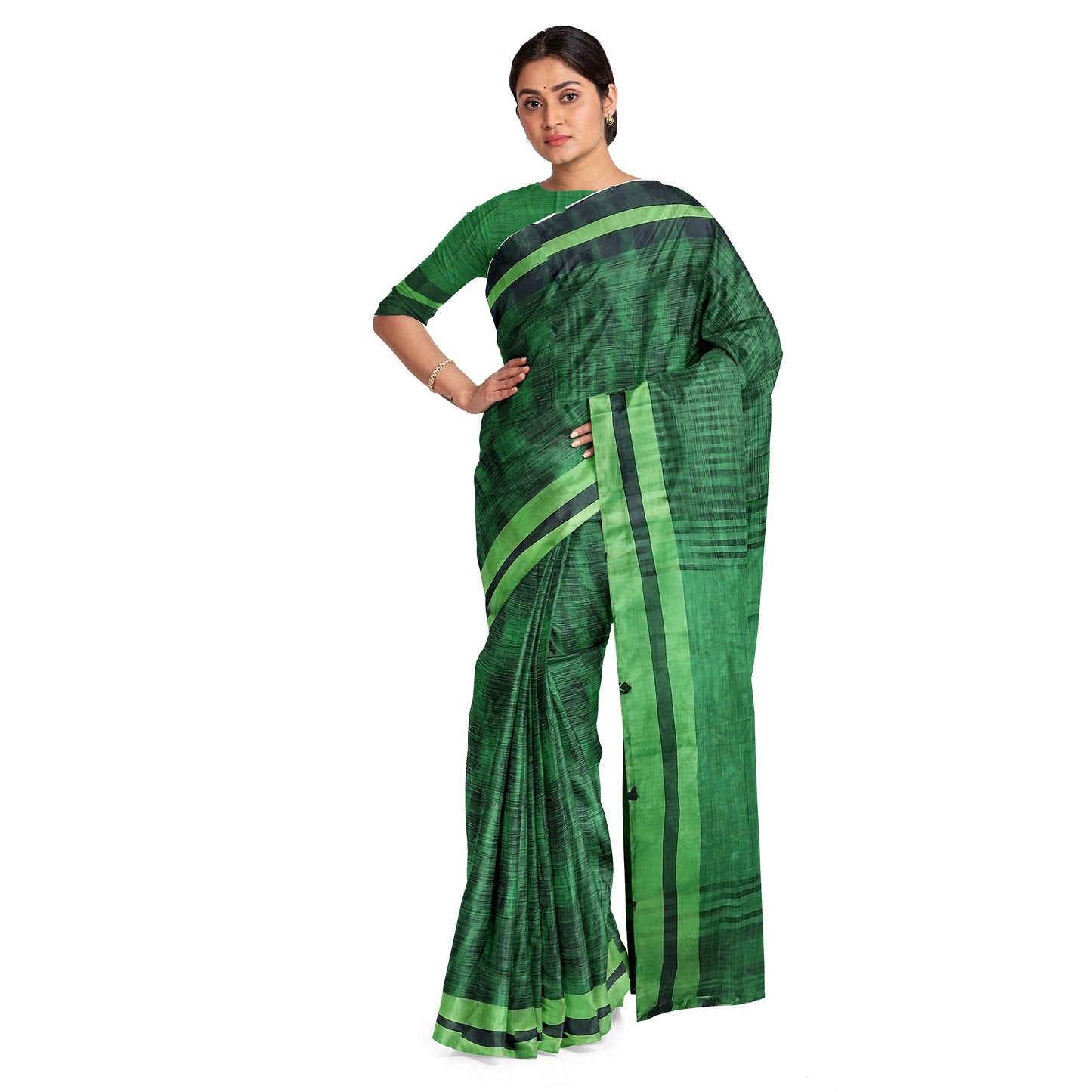 Lovely Green Coloured Cotton Silk Saree