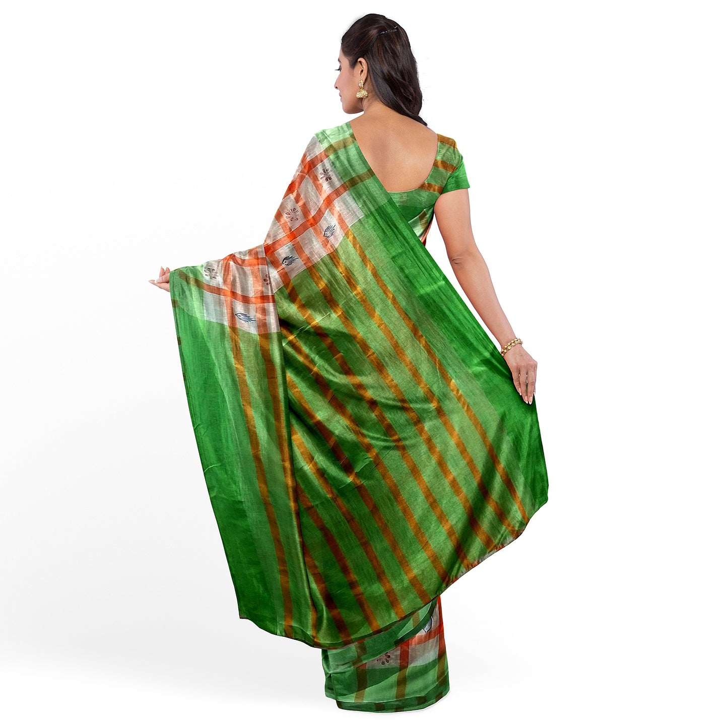 Stunning White and Orange Cotton Saree