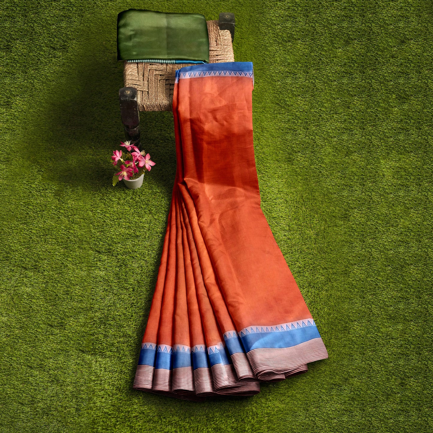 Trendy yet Classy Orange Cotton Saree