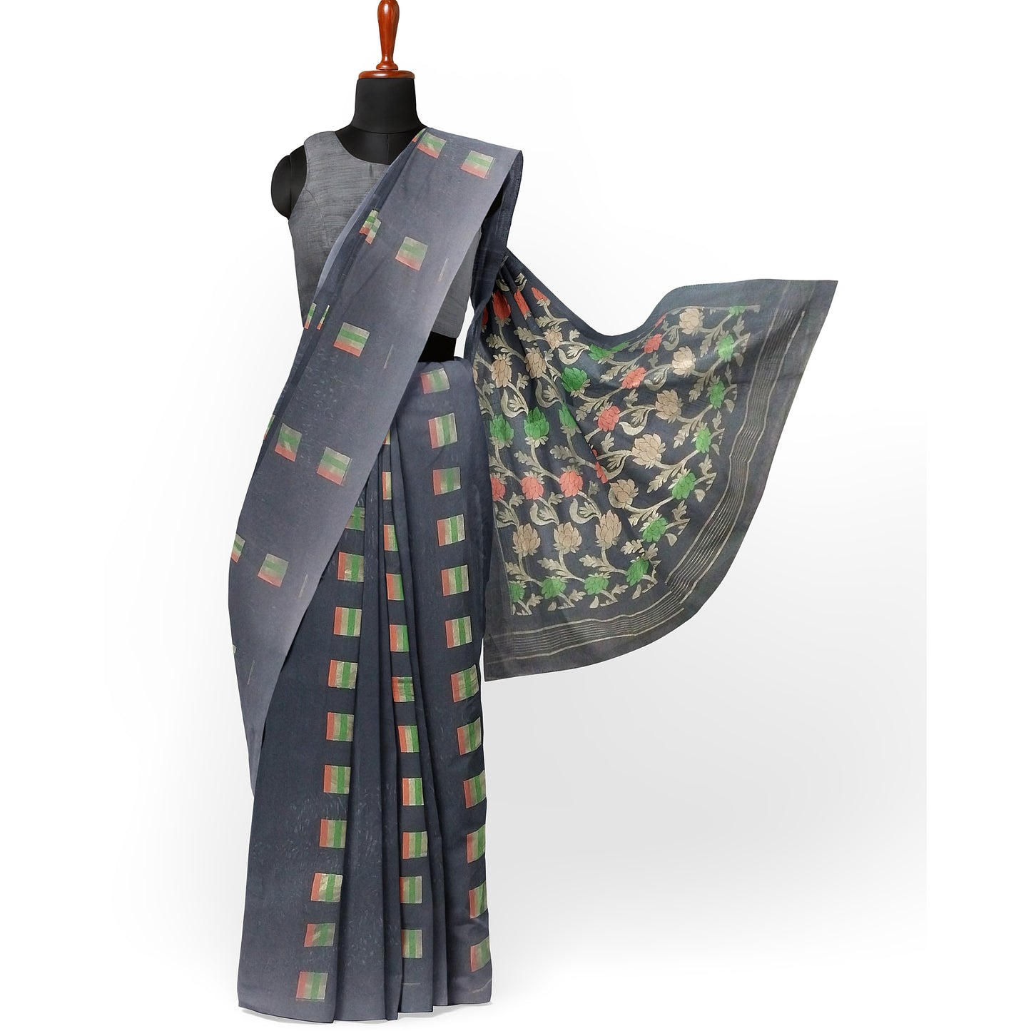 Chanderi Silk Saree with Zari motifs Nakasi border