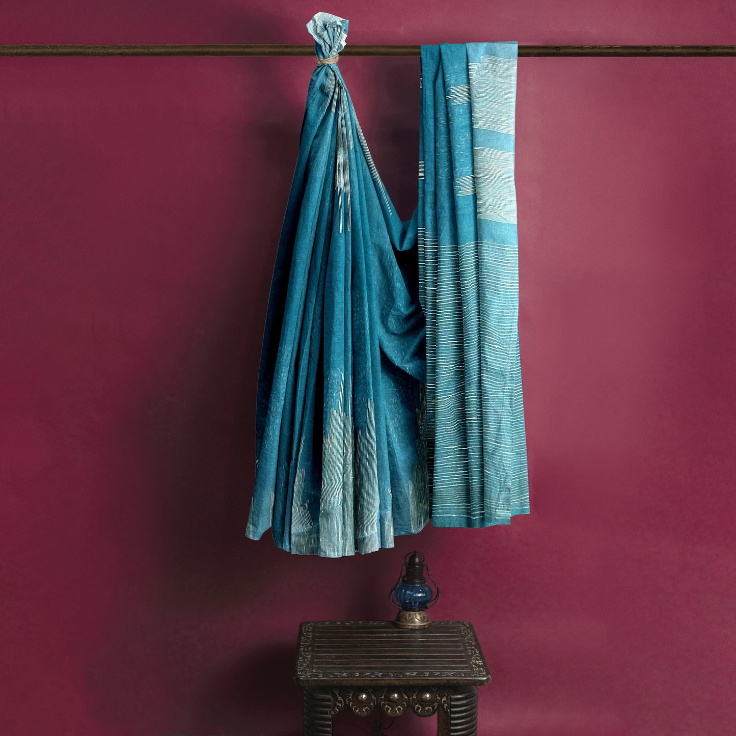 Lustrous Blue Ghicha Silk Saree