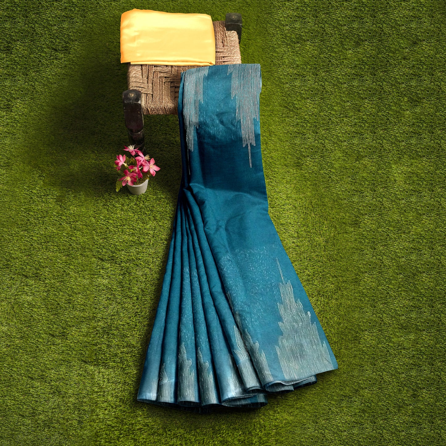 Lustrous Blue Ghicha Silk Saree