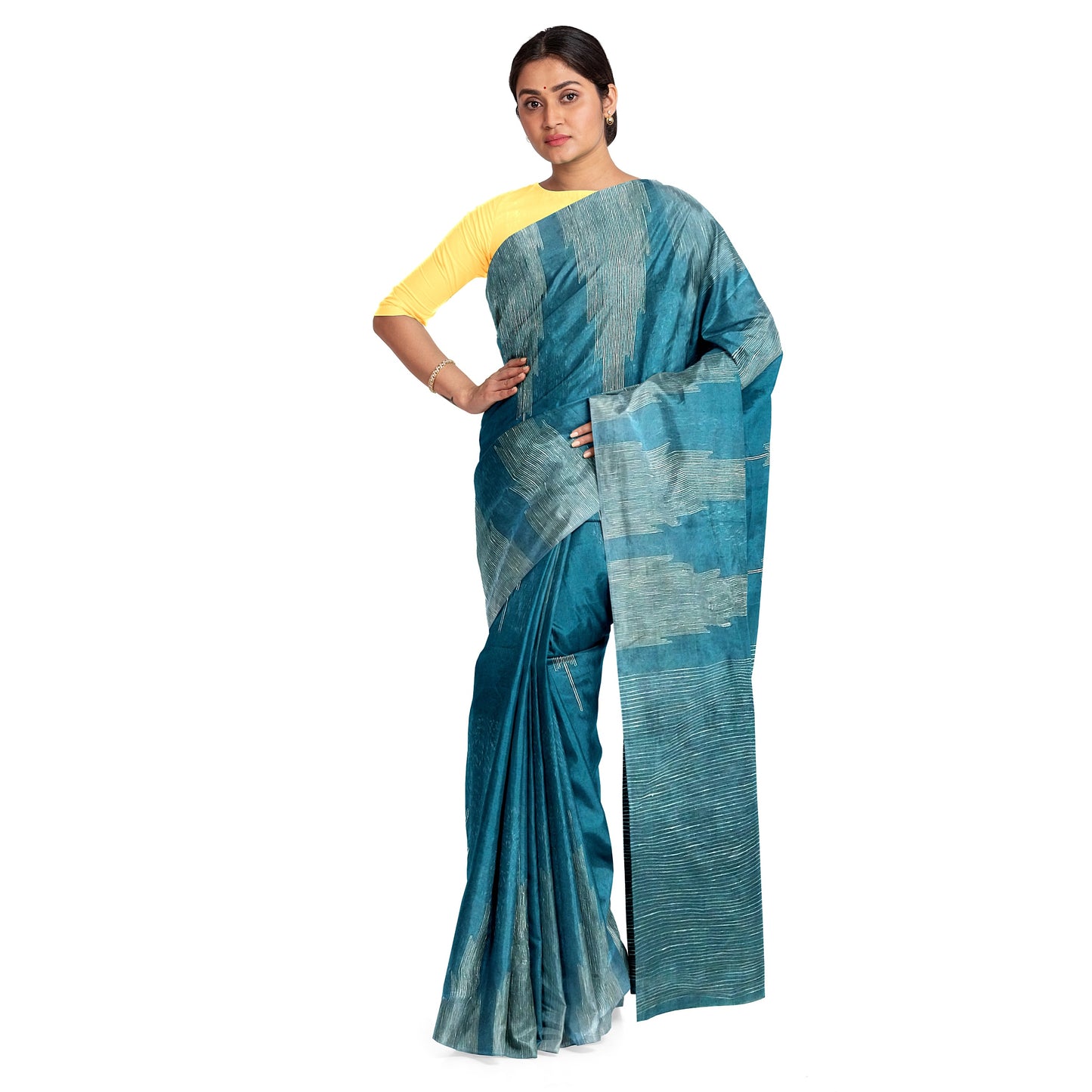 Lustrous Blue Ghicha Silk Saree