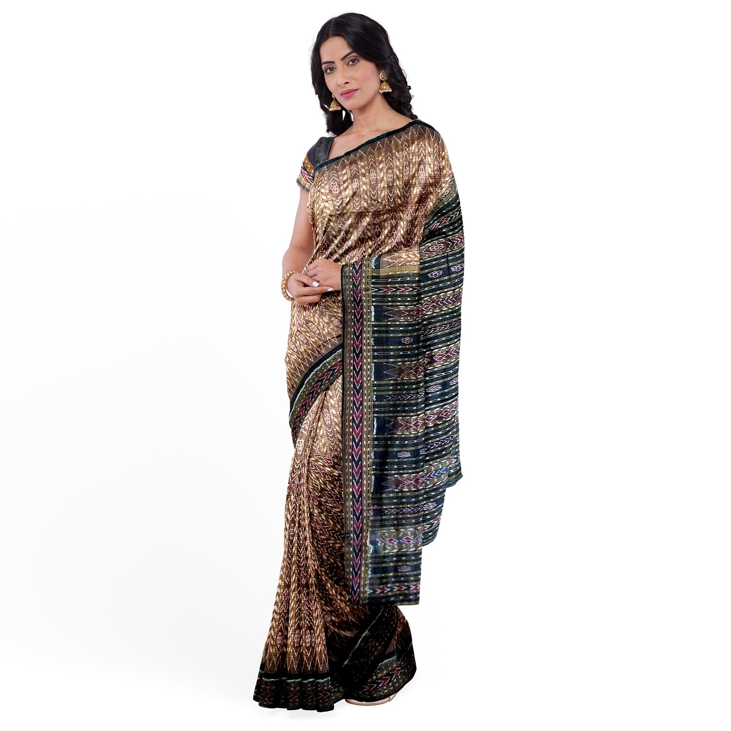 Sambalpuri Handwoven Saree with Chequered Design