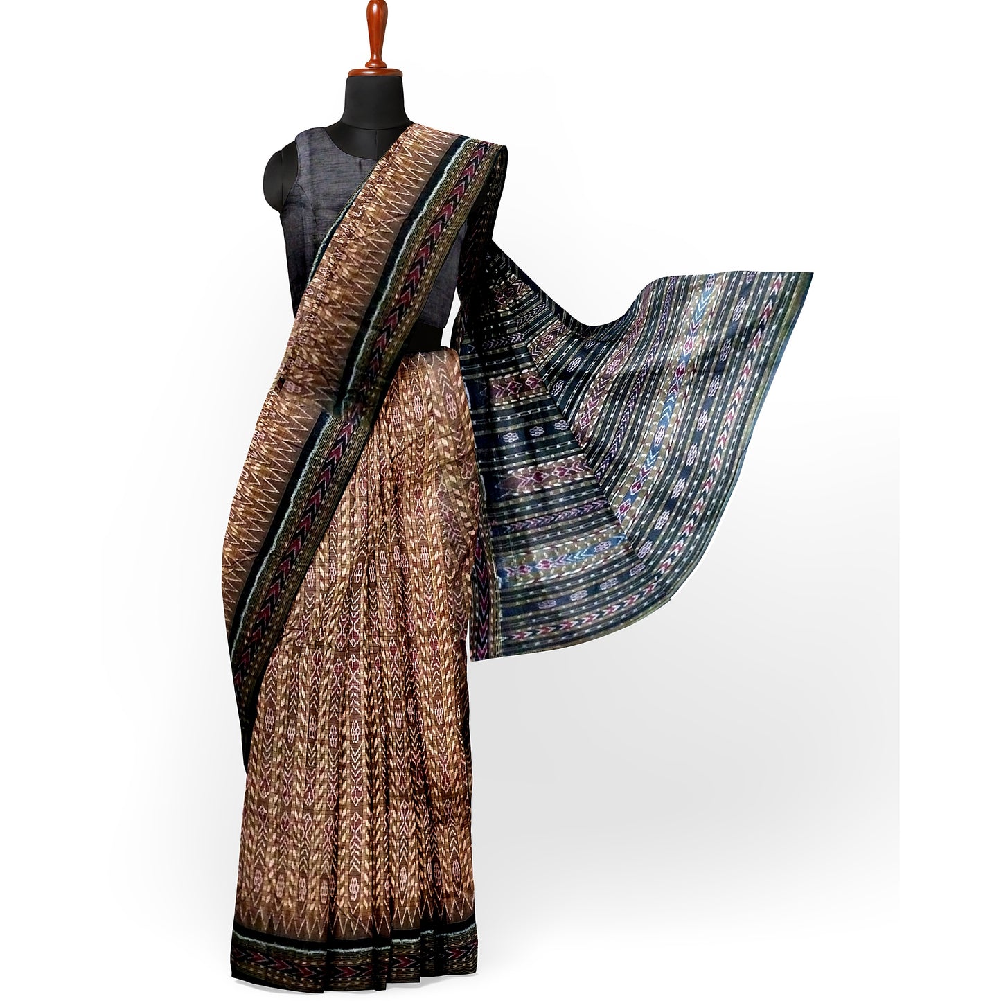 Sambalpuri Handwoven Saree with Chequered Design