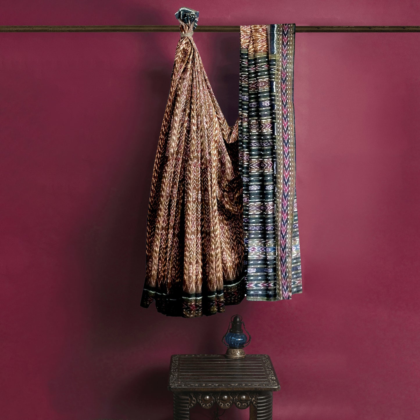 Sambalpuri Handwoven Saree with Chequered Design