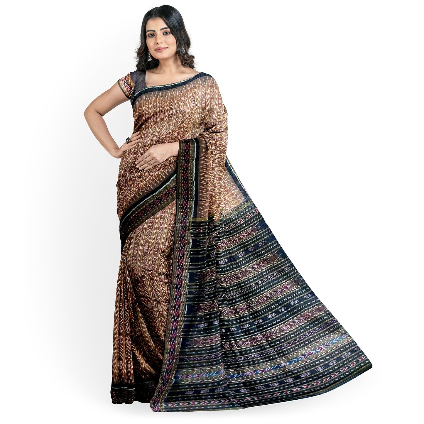 Sambalpuri Handwoven Saree with Chequered Design