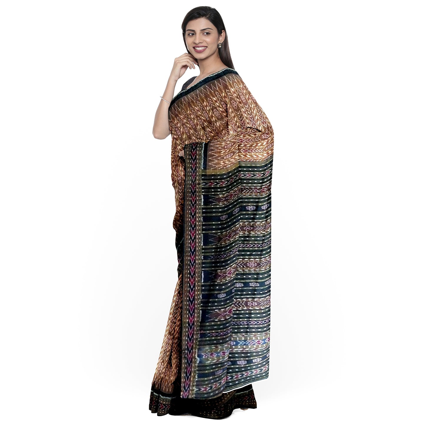 Sambalpuri Handwoven Saree with Chequered Design