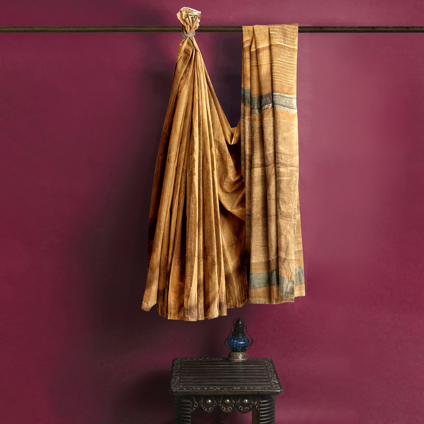 Brown Yellow-tinted Cotton Silk Saree