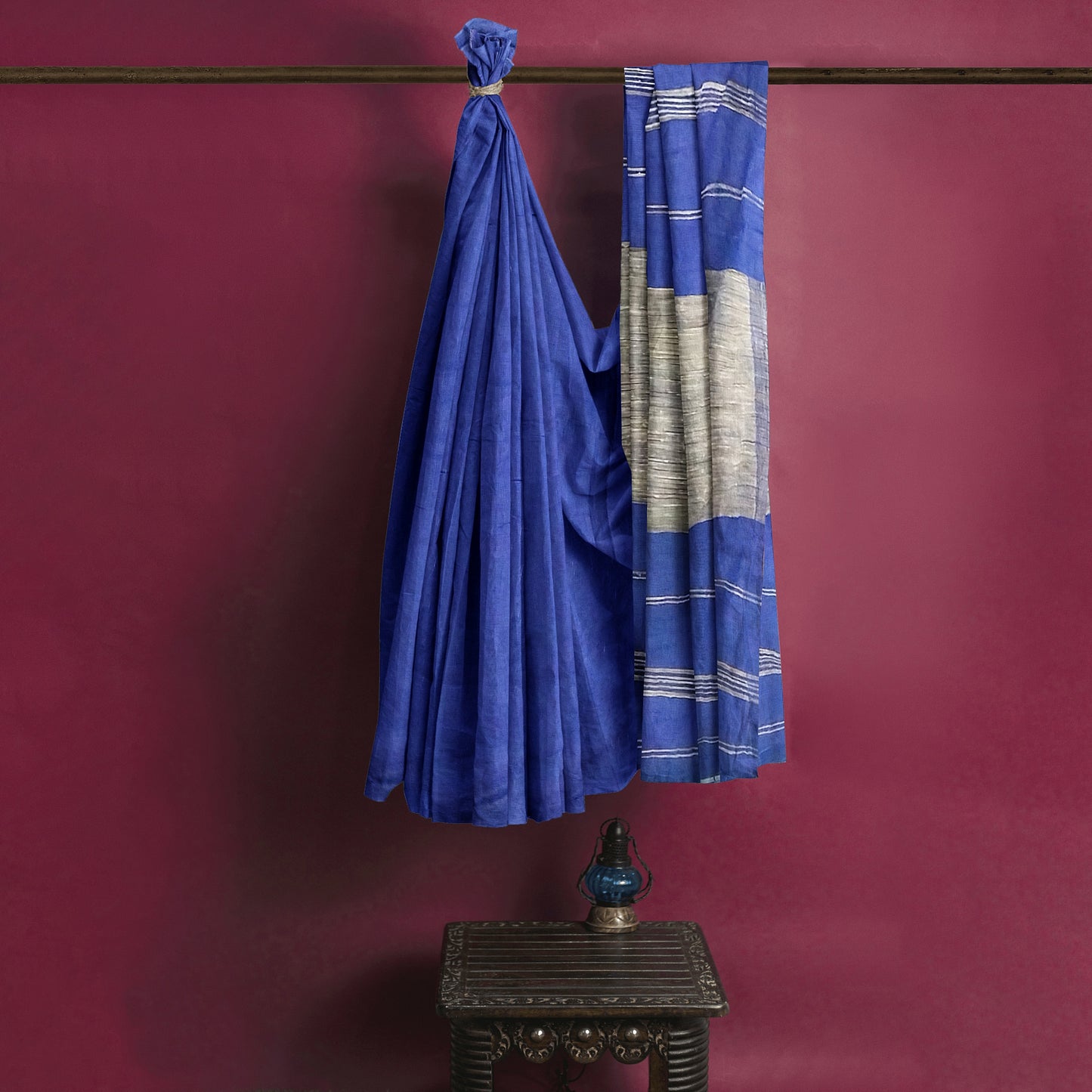 Blue-green Hue Cotton Saree for Regal Looks